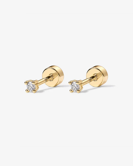 Cubic Zirconia Stud Screwbacks Earrings
