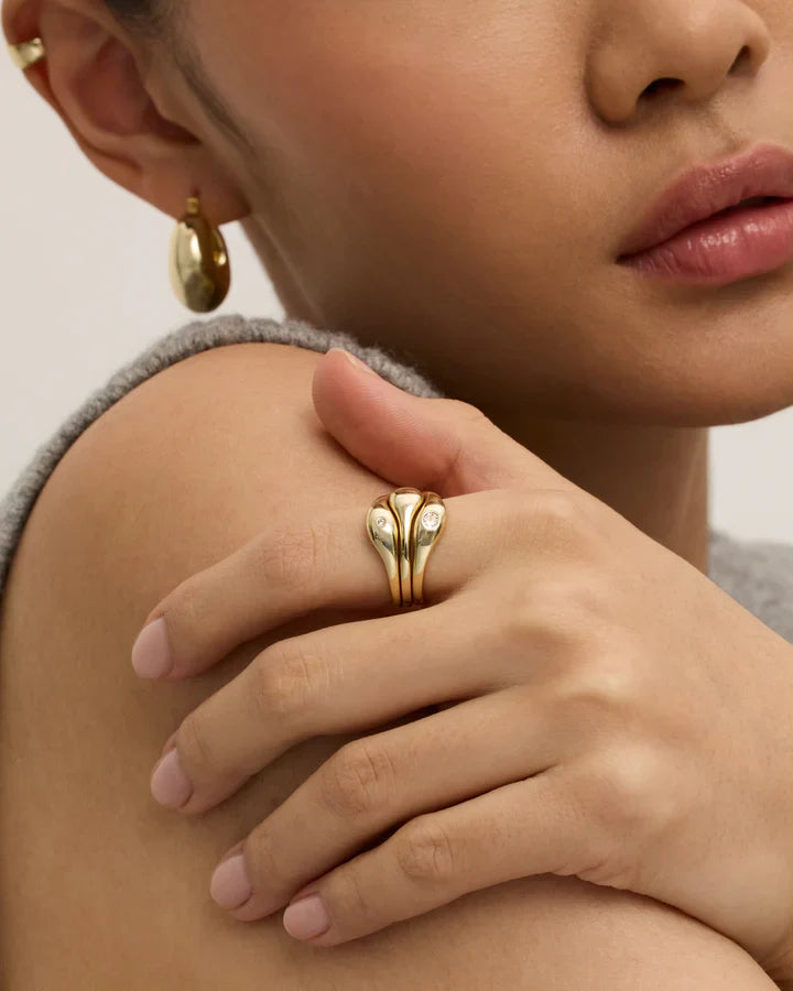 Wavy Triple Ring Stack Set